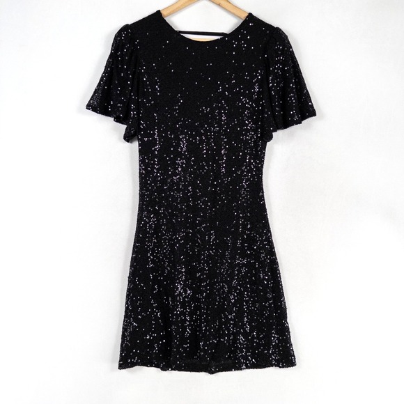 Abel The Label Dresses & Skirts - ASTR The Label Dress Womens Large Black All Over Sequins Draped Back Party Club